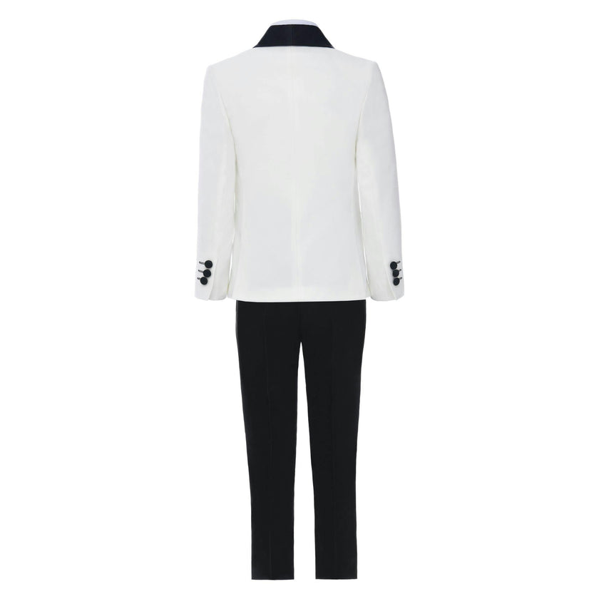 White Suit with Black Shawl Lapel