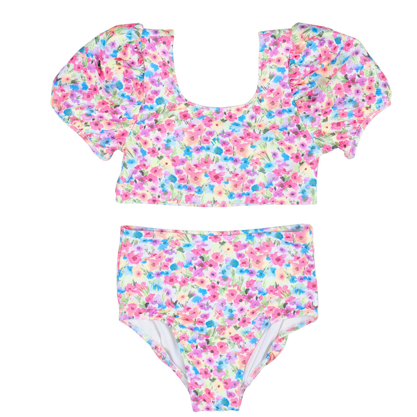 Floral Puff Sleeve Bikini