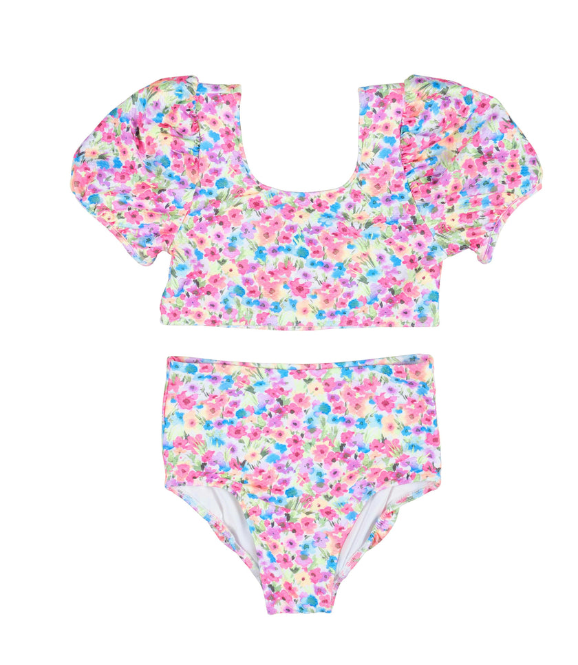 Floral Puff Sleeve Bikini