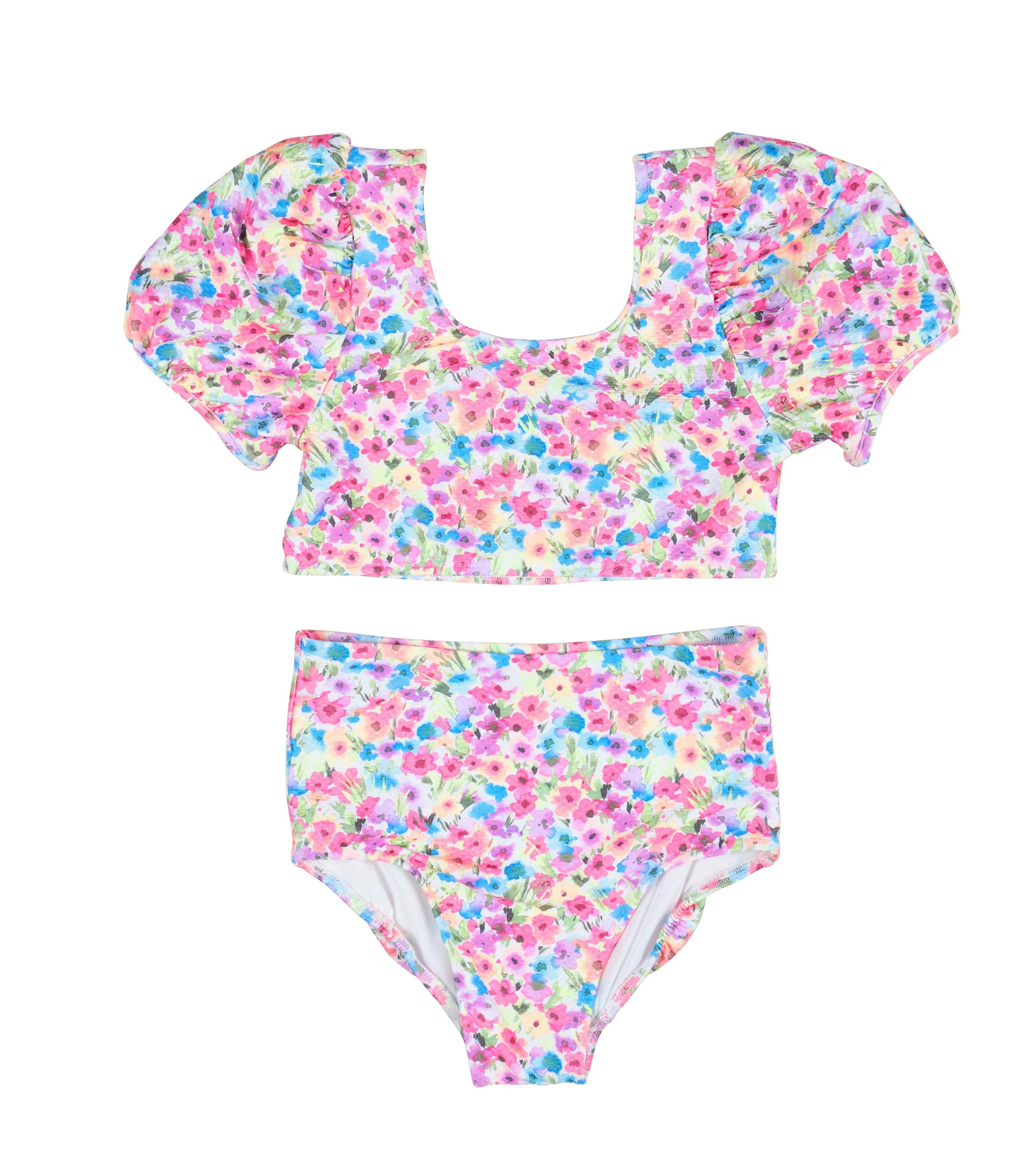 Floral Puff Sleeve Bikini