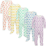 Baby animal friends organic zip footie 5-pack gift set