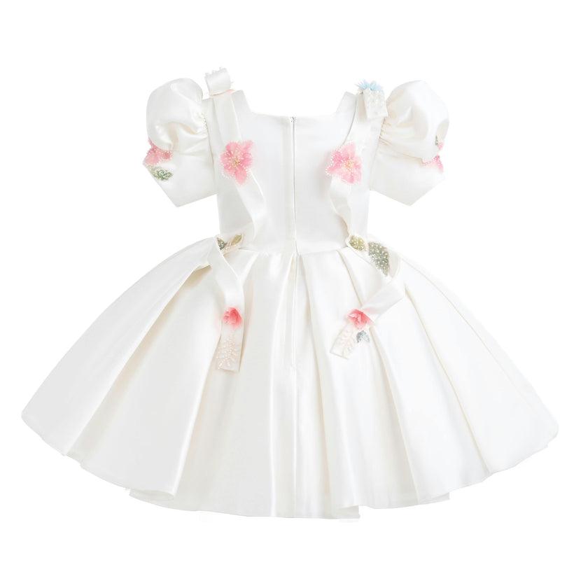 White Elarose Floral Embellished Dress