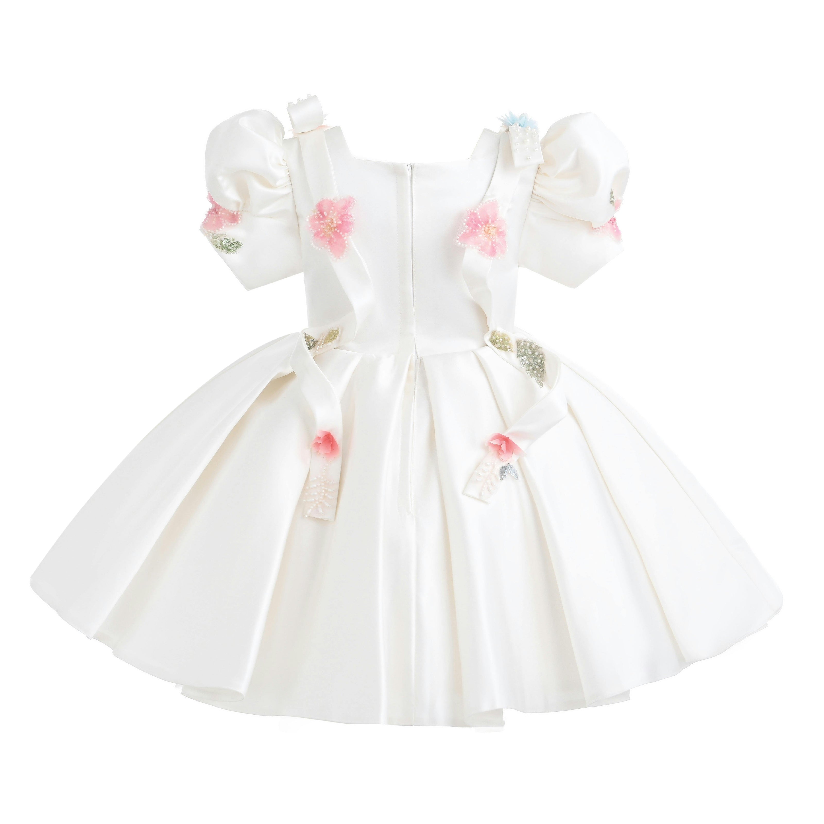 White Elarose Floral Embellished Dress