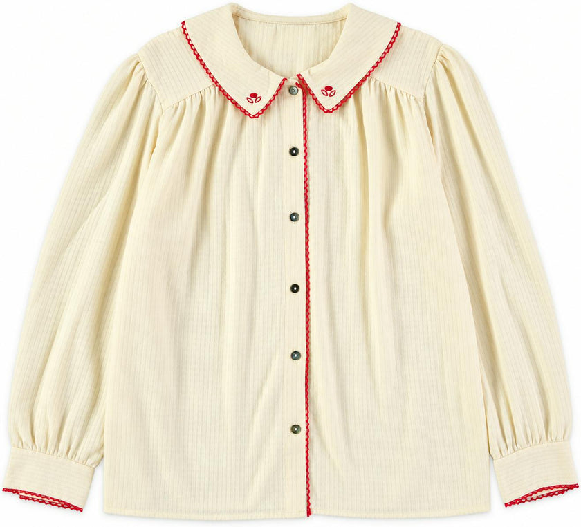 Blouse femme Simone col brodé