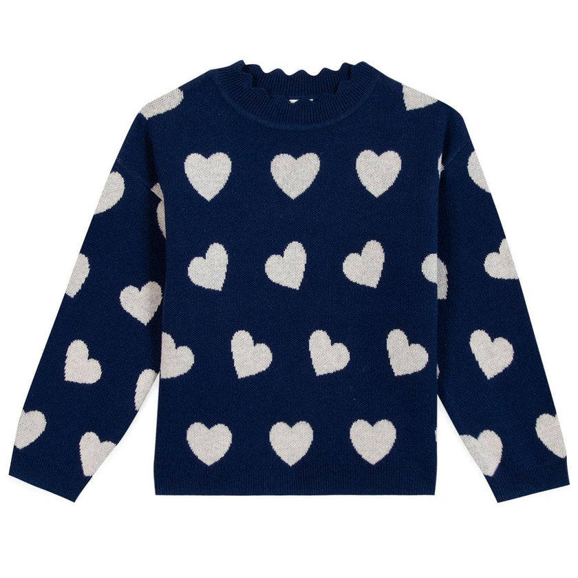 BONTON Mila Heart Sweater - Bleu Brut