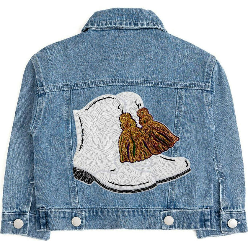 Mardi Boots Sequin Patch Denim Jacket