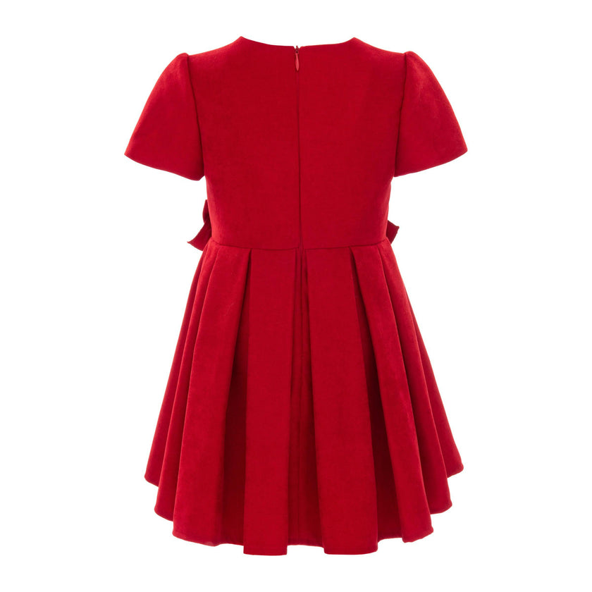 Red Harleigh Double Bow Pleated Dress