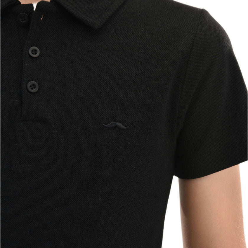 Black Solid Logo Polo