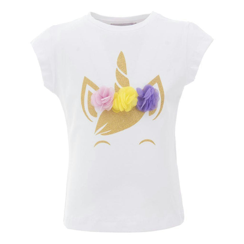 White Multicolor Tulle Unicorn T-Shirt
