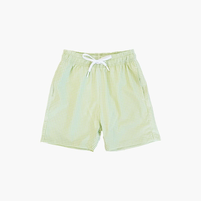 The Baby Julien Swim Trunk - Lime Gingham