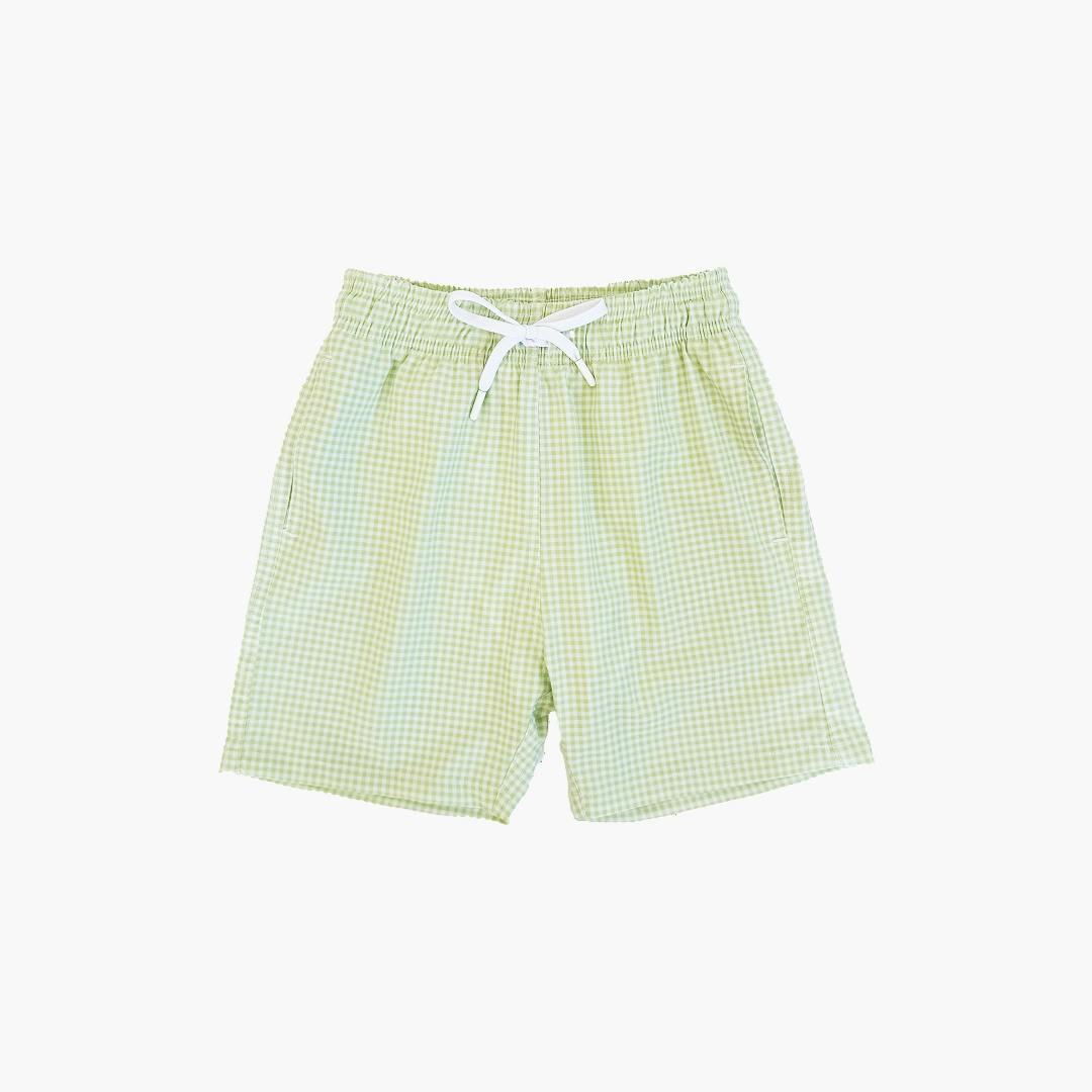 The Tiny Julien Swim Trunk - Lime Gingham