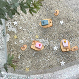 Ofune wind-up wooden boat