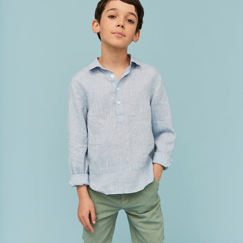 Blue Denim 100% Linen Shirt