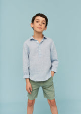 Blue Denim 100% Linen Shirt