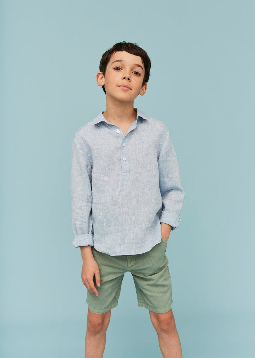 Blue Denim 100% Linen Shirt