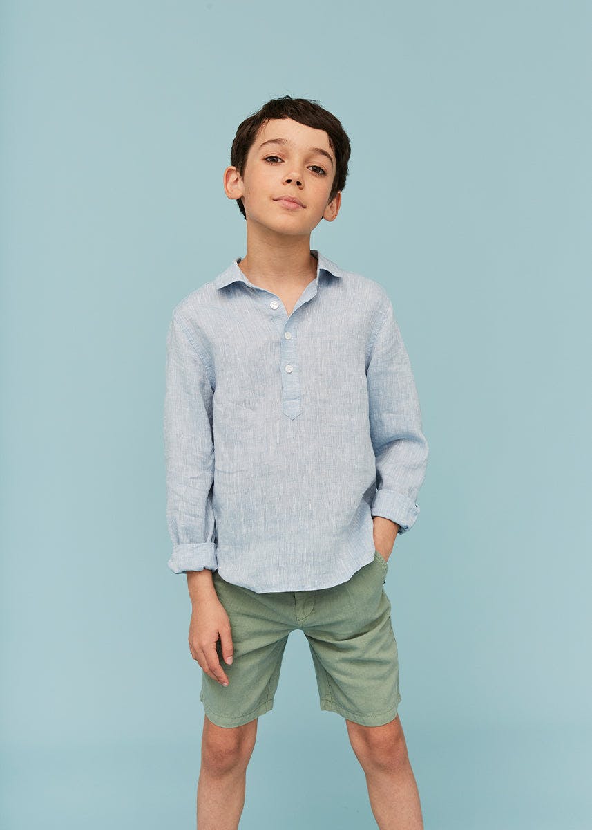 Blue Denim 100% Linen Shirt