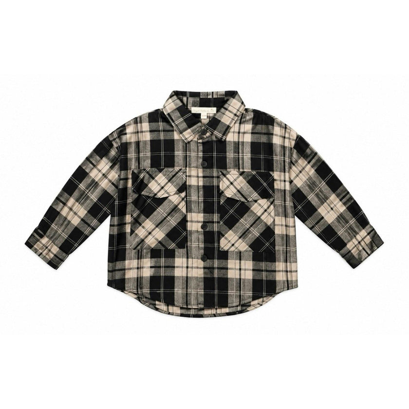 Black Plaid Cotton Button Up Shirt