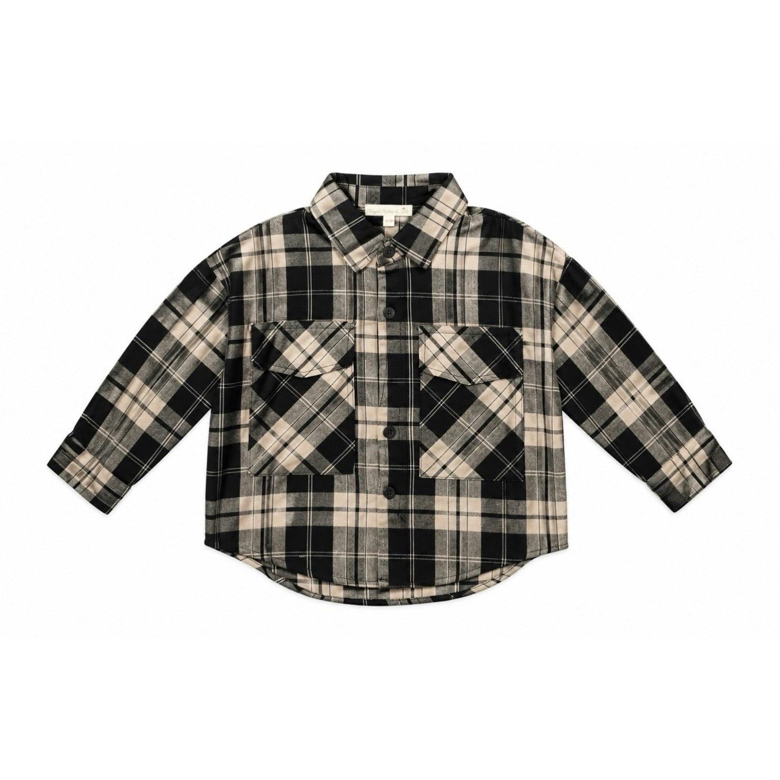 Black Plaid Cotton Button Up Shirt