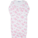 Pink Toile Baby Gown