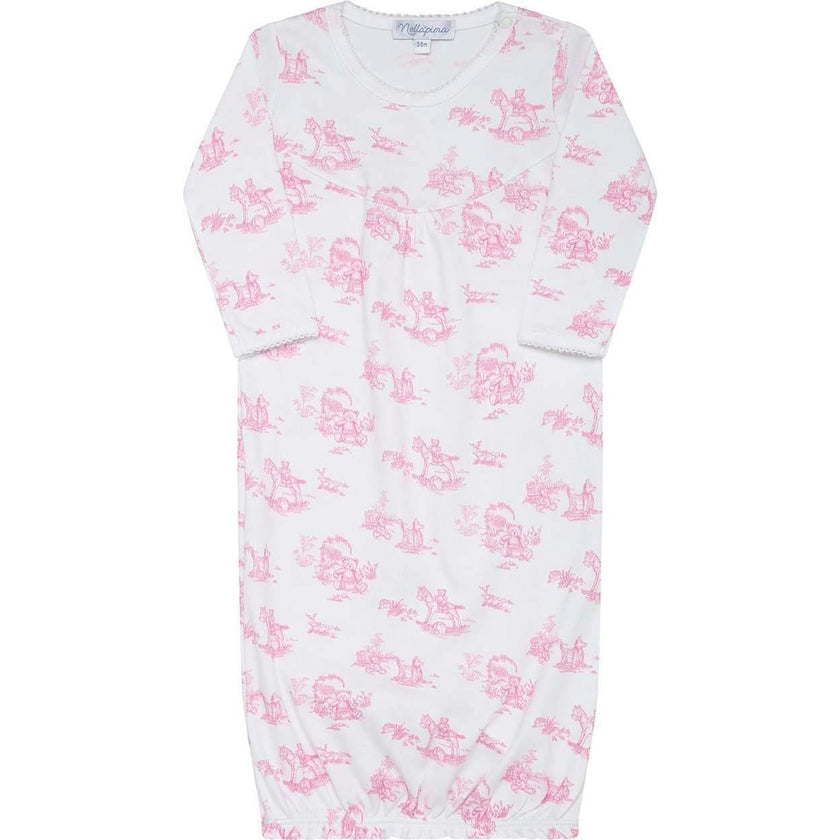 Pink Toile Baby Gown
