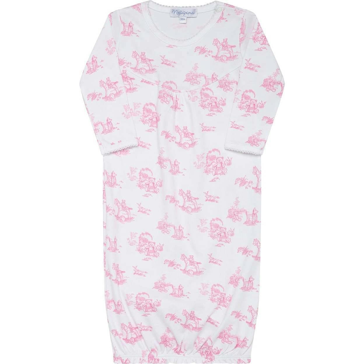 Pink Toile Baby Gown