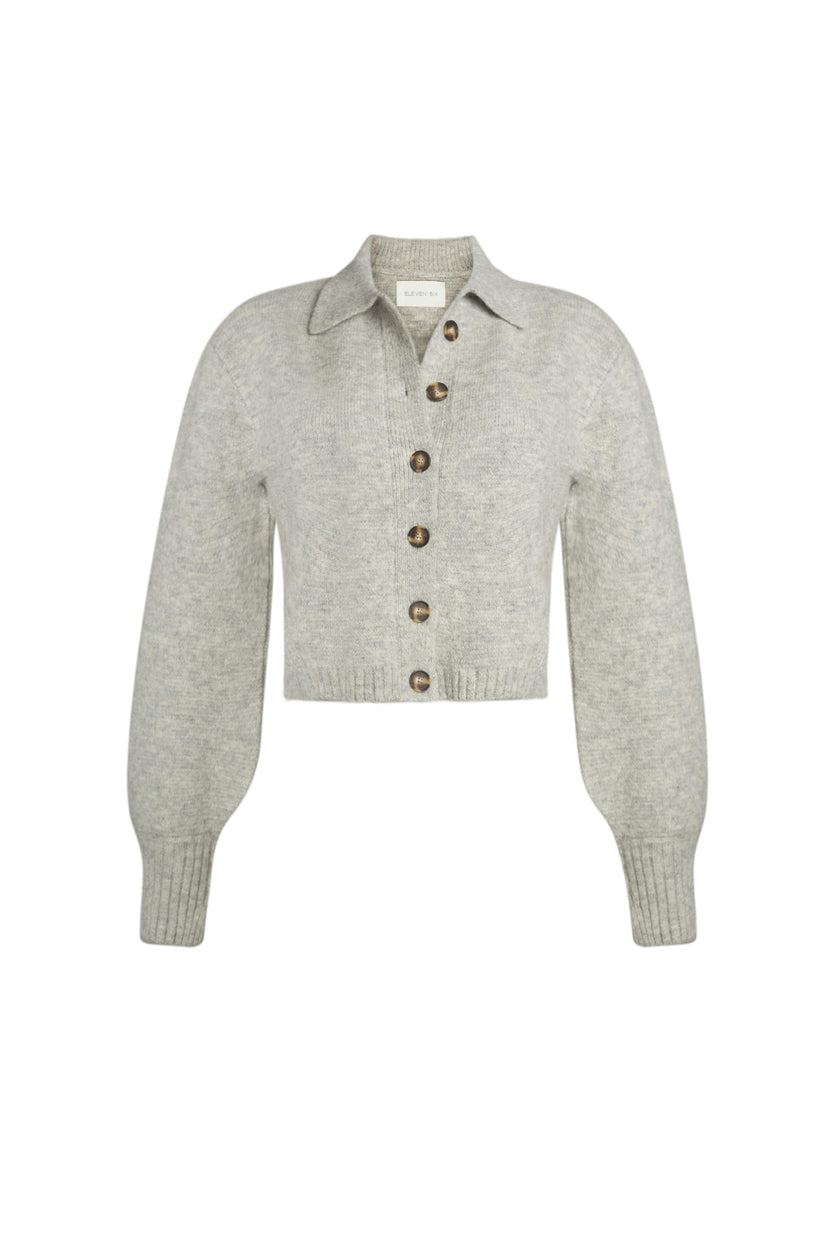 SADIE CARDI | PALE MELANGE GREY