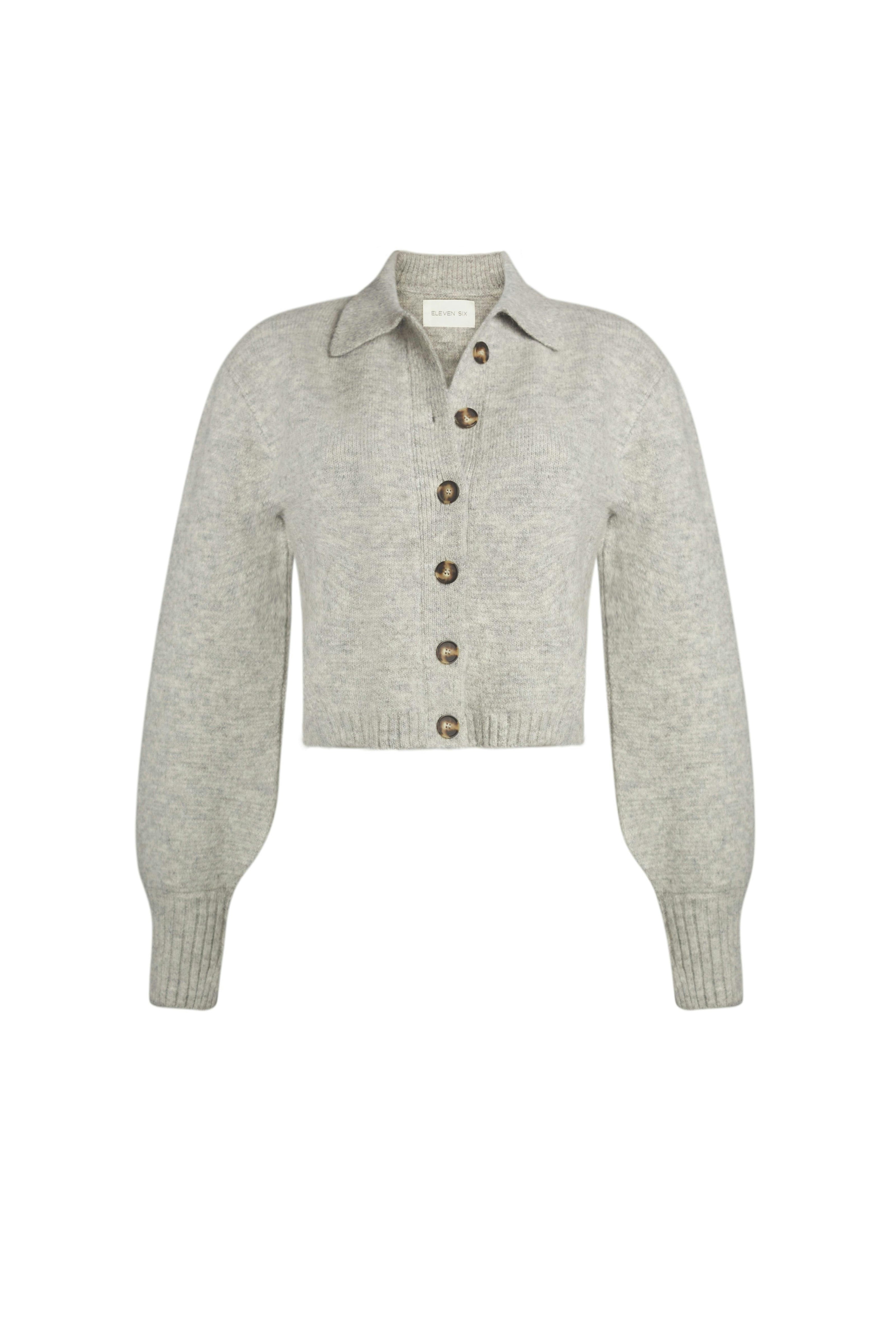 SADIE CARDI | PALE MELANGE GREY