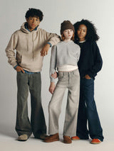 Lily Wide Leg Knit Denim Jeans | Washed Grey Knit