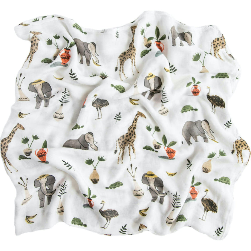 Deluxe Muslin Swaddle Blanket - Safari Social