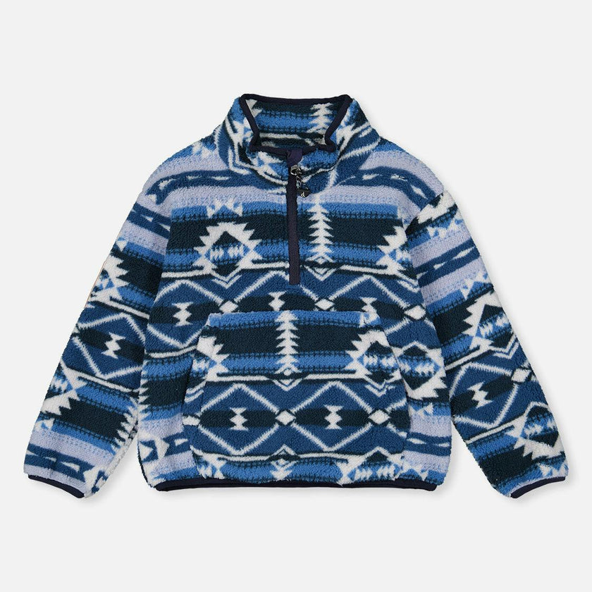 Mid-Season Plush Pullover Jacket Aztec Blue