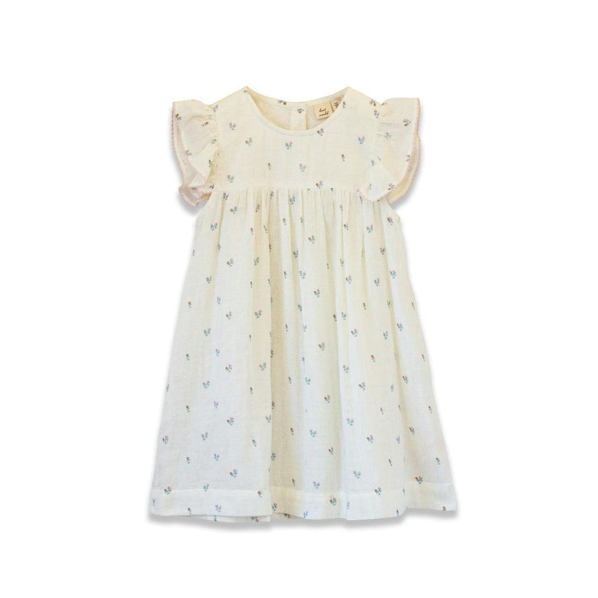 Girls Hannah Dress with Flutter Sleeves | Petit Floret