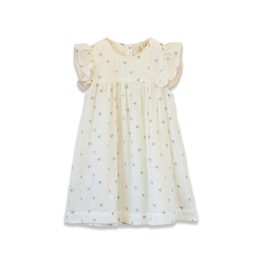 Girls Hannah Dress with Flutter Sleeves | Petit Floret