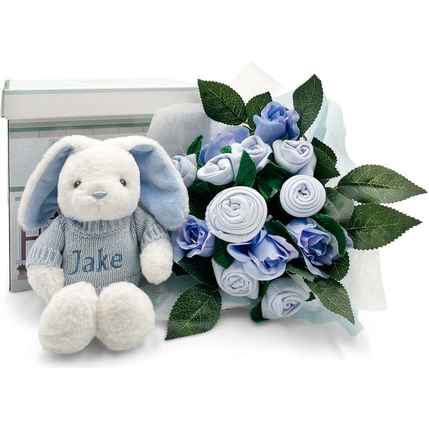 Hand Tied Baby Clothes Bouquet and Personalized