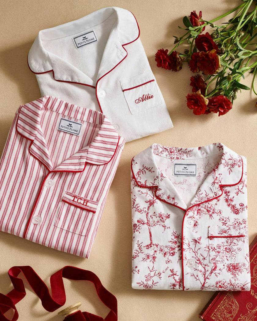 Kid's Twill Pajama Set in Red Timeless Toile