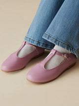 Lilac Leather Girl T-Bar Shoes