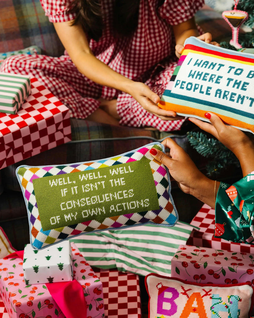 Well Well Well Needlepoint Pillow