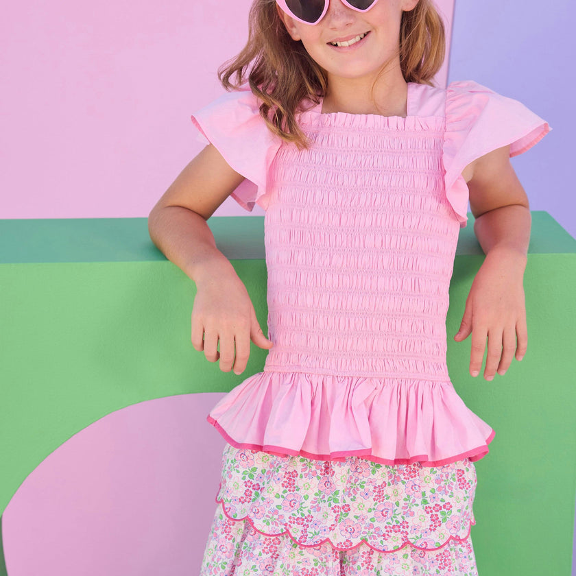 Two Tiered Skort - Pink Bloomsbury Blossoms