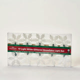 White Glitter Snowflake Cutout 10 String Christmas Party Light Strand Set