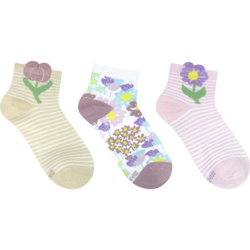 My Little Garden 3-Pack Quarter Socks in Taupe for Toddlers and Kids