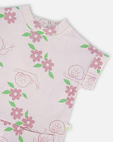 French Terry Dress Lilac Snails Print