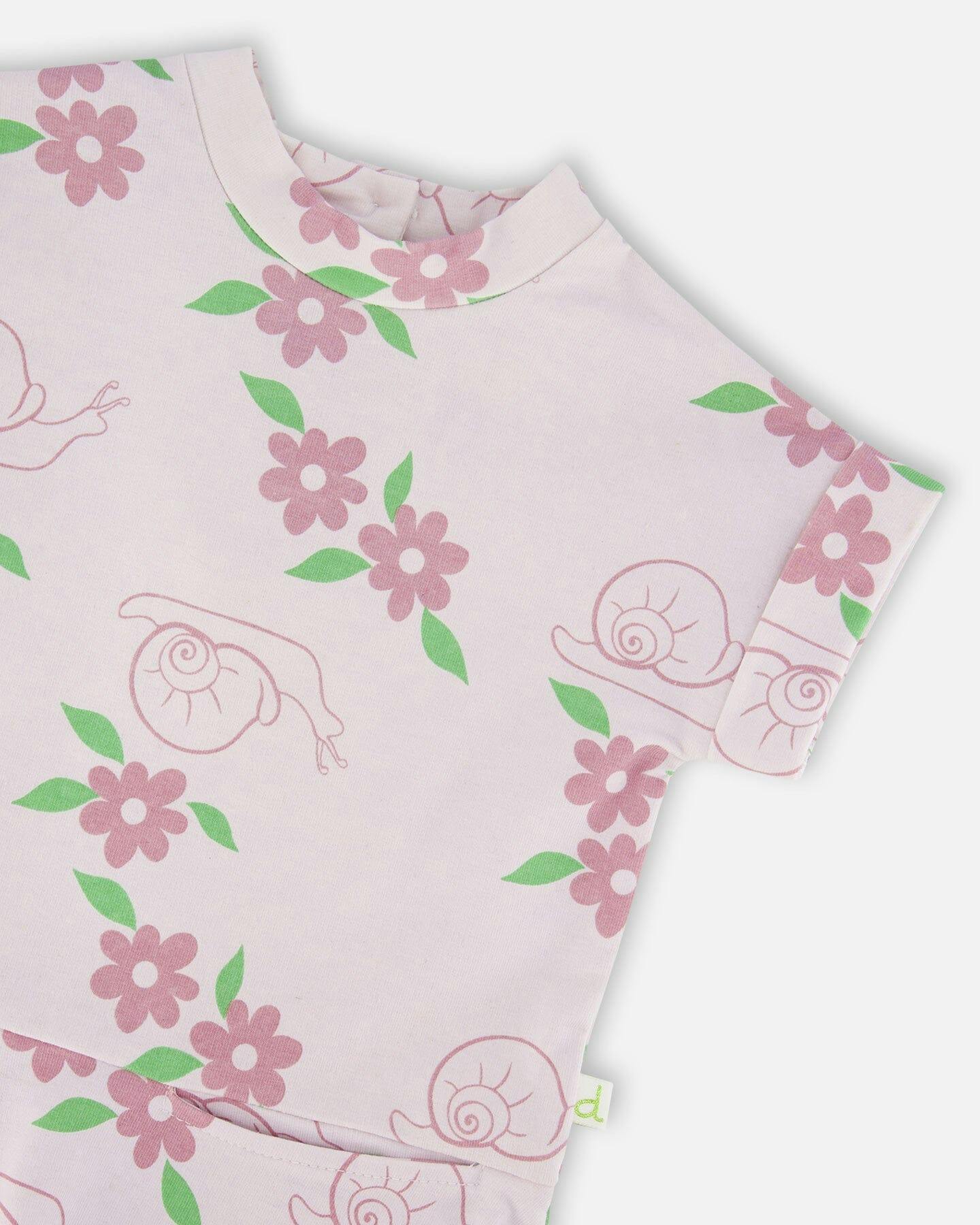 French Terry Dress Lilac Snails Print