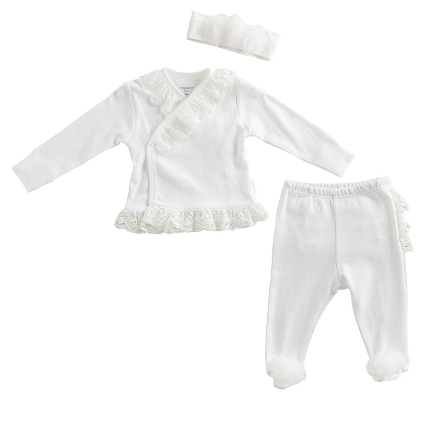 White Chic Girl Ruffle Outfit & Headband