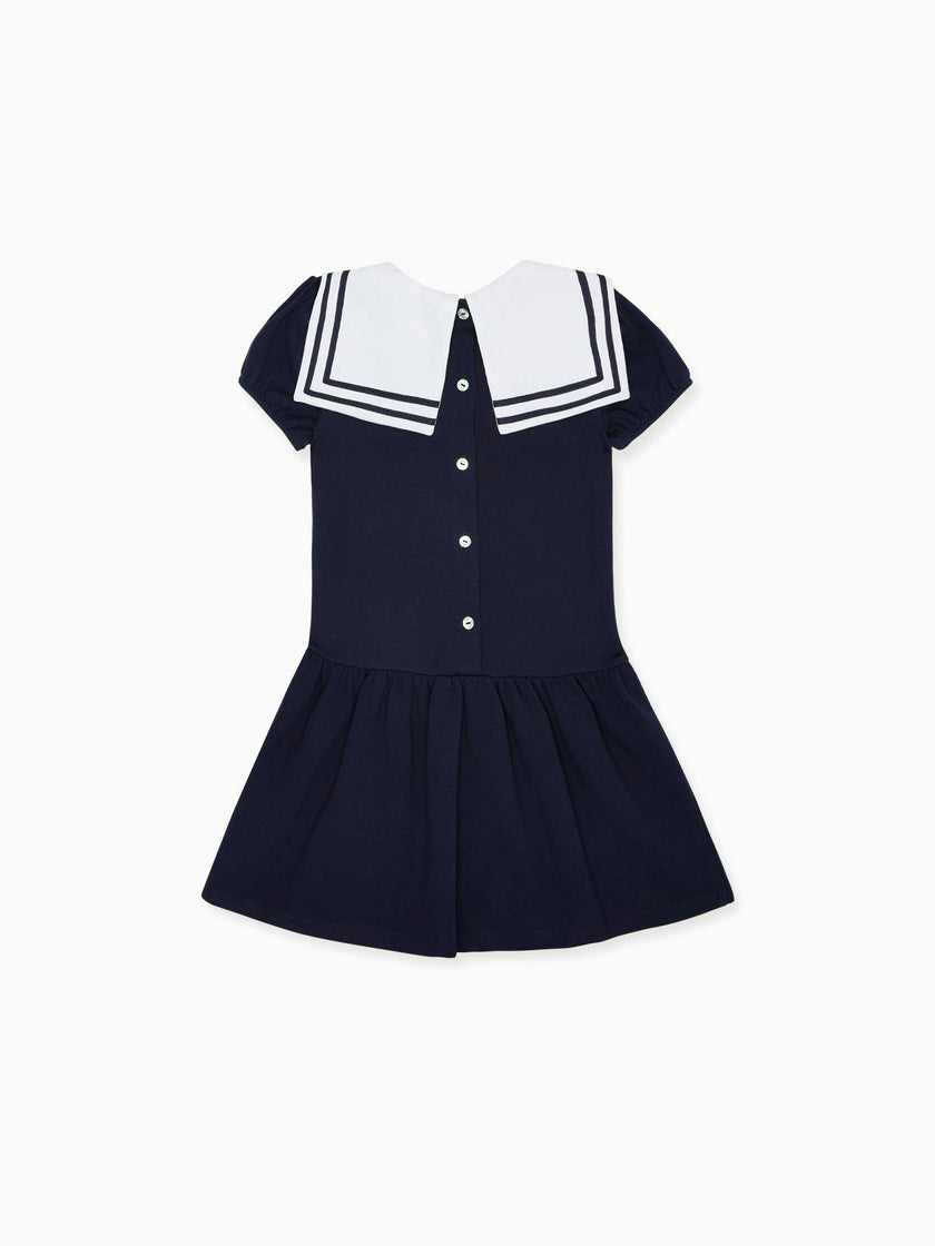 Navy Crisanta Girl Nautical Drop Waist Dress