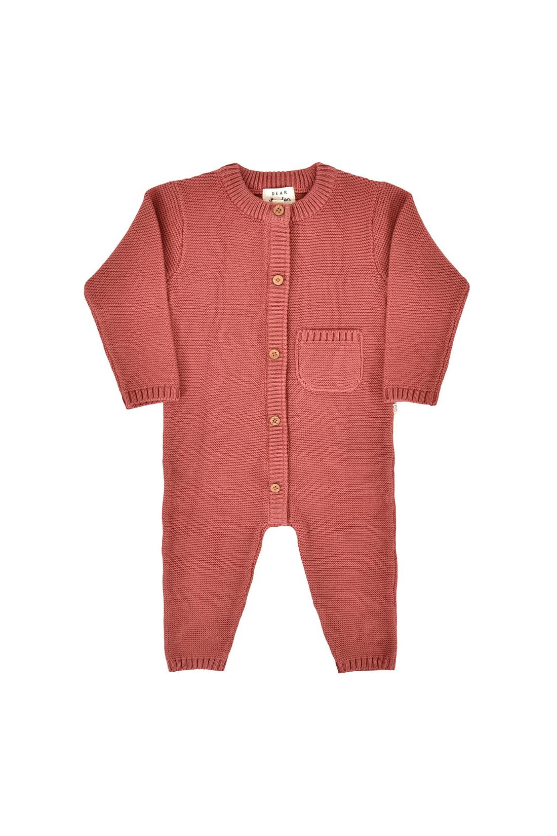 Penelope Garter Stitch Romper in Rosewood