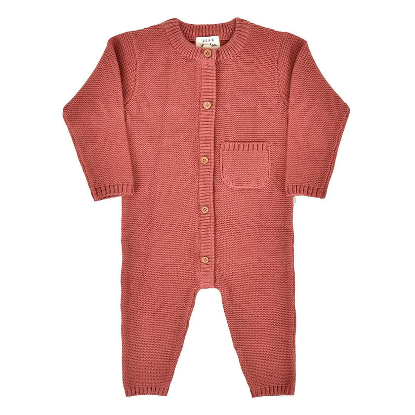 Penelope Garter Stitch Romper in Rosewood