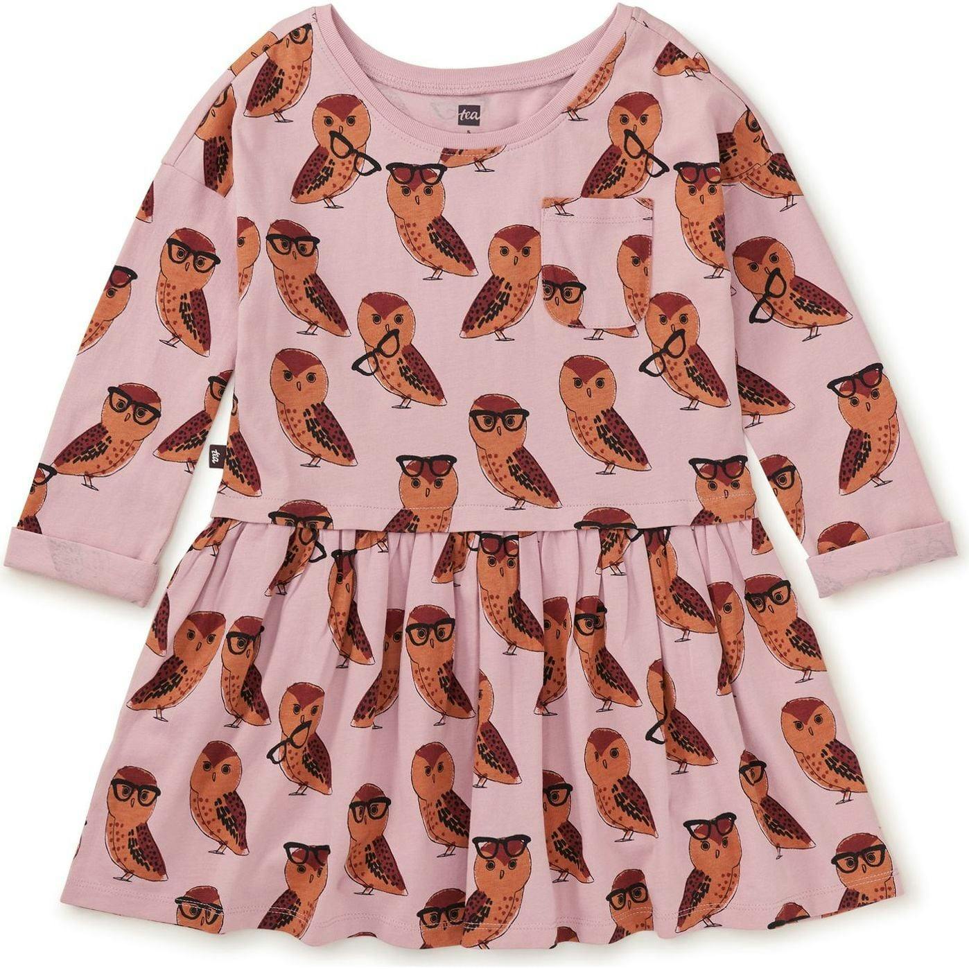 Original Print Boat Neck Long Sleeve Pocket Play Dress, Multi
