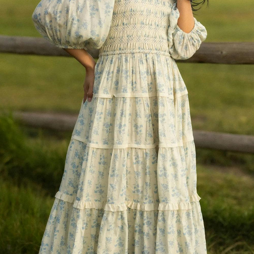 Roselyn Dress in Ivory Porcelain Fleur