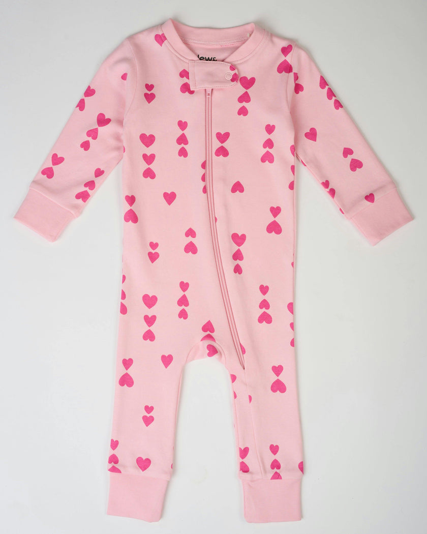 Pink-on-Pink Hearts Zip Romper
