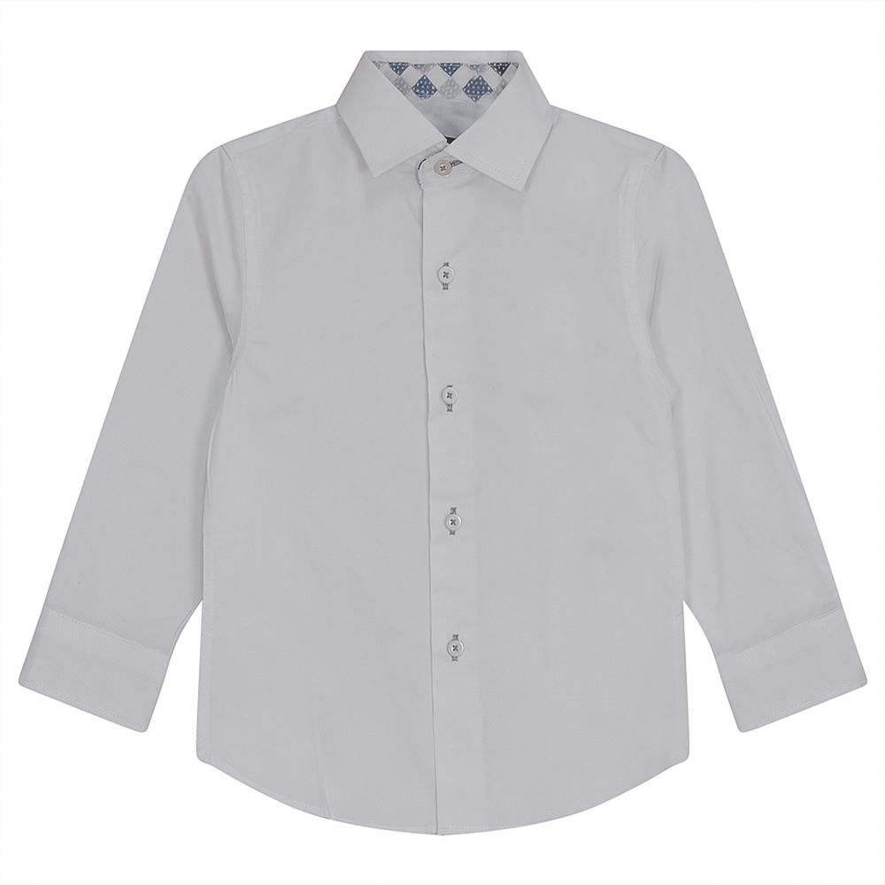 White Button Down Shirt With Contrast Print Inside Neck