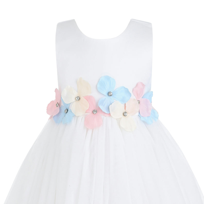 White Elarisse Floral Waist Dress